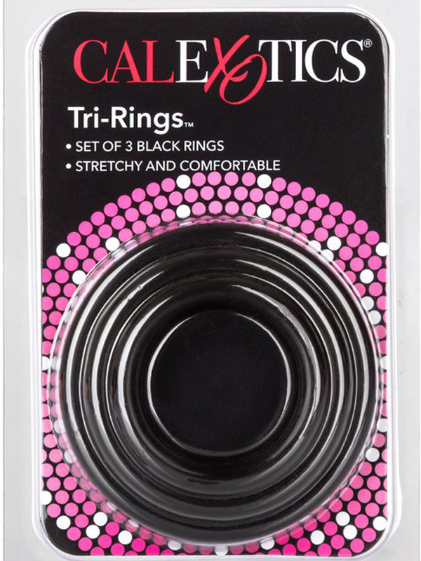 3 cockrings Tri-Rings en caoutchouc noir Calexotics Sextoys Cockring - Gaine de pénis Oh! Darling