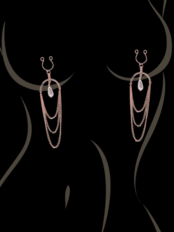 Bijoux de seins avec 3 chainettes et une perle Lingerie Accessoires Oh! Darling