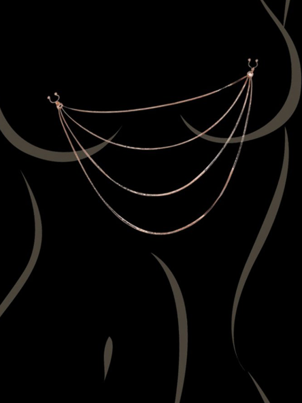 Bijou Pinces tétons avec 4 chainettes rose doré Lingerie Accessoires Oh! Darling