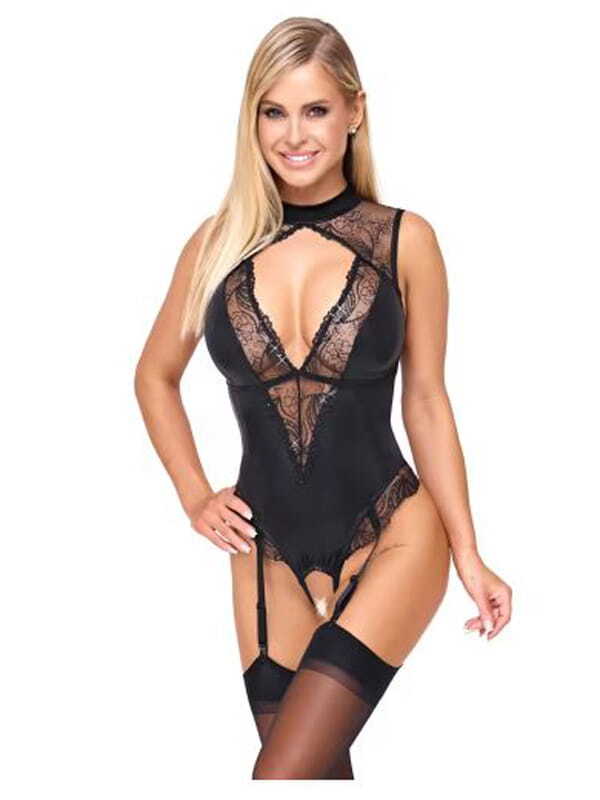 Body noir à jarretelles ouvert Cottelli LINGERIE Lingerie Body Oh! Darling
