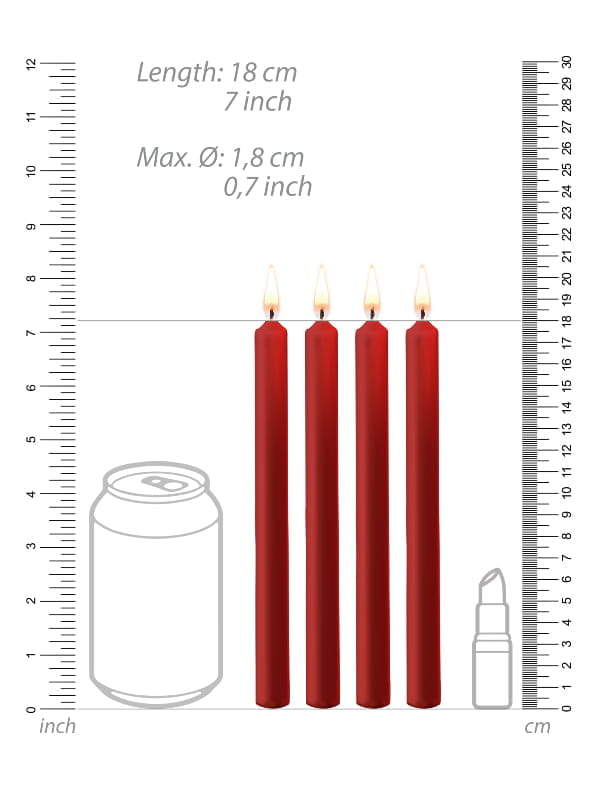 Kit 4 bougies basse température rouge Ouch BDSM Bougie Oh! Darling