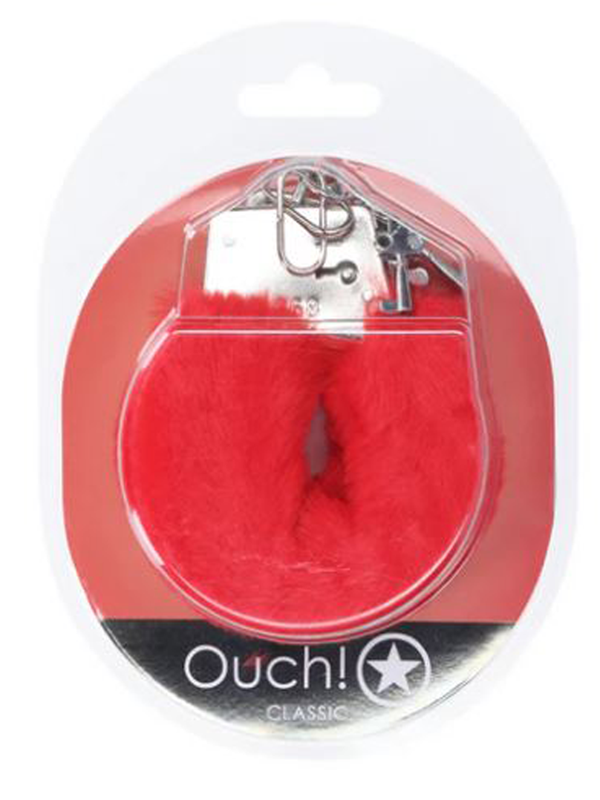 Menottes fourrures rouge modèle 1 BDSM Menotte Oh! Darling