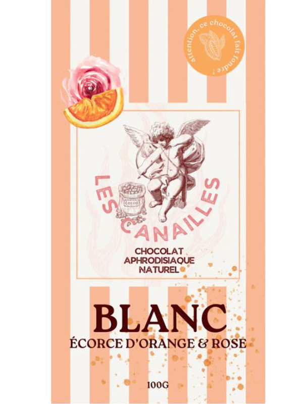Chocolat blanc écorces d'orange et rose Aphrodisiaque Pour plus de plaisir Oh! Darling