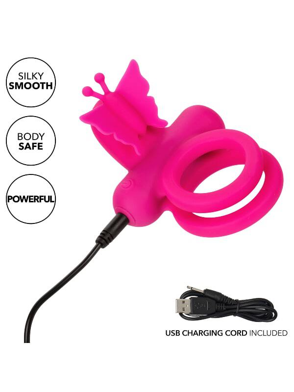 Cockring vibrant Butterfly Dual Ring Calexotics Sextoys Anneau vibrant Oh! Darling