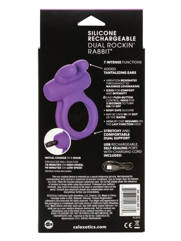 Cockring vibrant Dual Rockin' Rabbit Calexotics Sextoys Anneau vibrant Oh! Darling