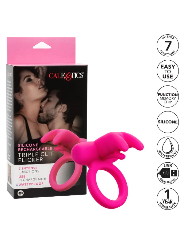 Cockring vibrant Triple Clit Flicker Calexotics Sextoys Anneau vibrant Oh! Darling