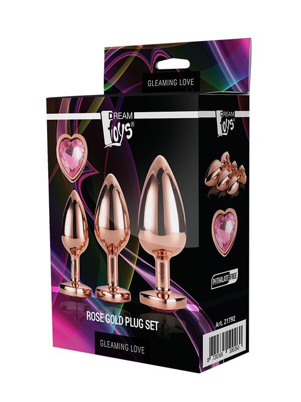 Coffret 3 Plugs Rose Gold Cœur Gleaming Love Dream Toys Sextoys Plug anal Oh! Darling