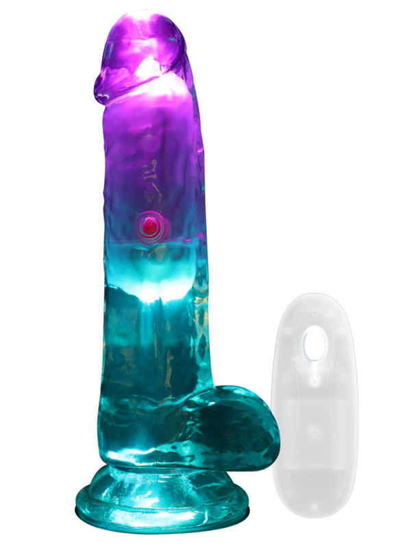 Dildo vibrant Lumineux LED avec testicules Sextoys Stimulation vaginale Oh! Darling