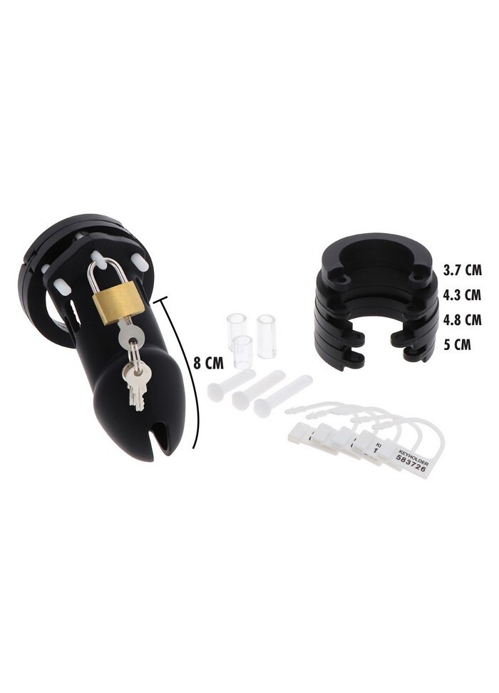 Cage de chasteté en silicone noir L 8 cm BDSM Cage de chasteté Oh! Darling