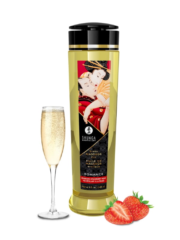 Huile de massage Vin Pétillant à la fraise Shunga Bien-être Massage du corps Oh! Darling