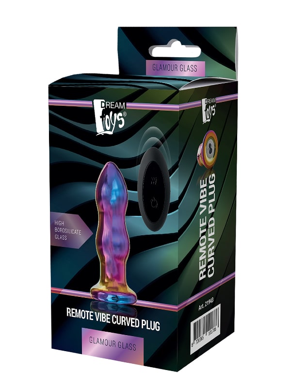 Plug anal télécommandé Remote Vibe Curved Dream Toys Sextoys Sextoy en verre Oh! Darling
