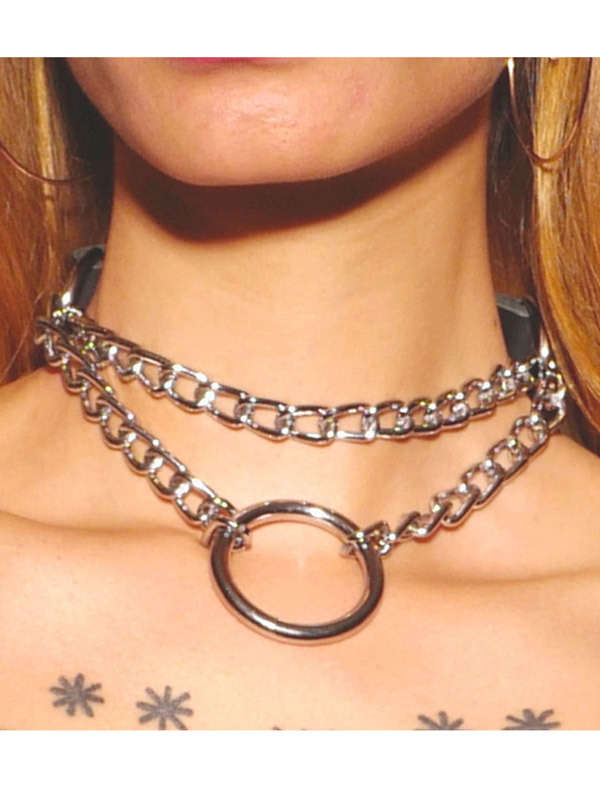 Choker en cuir noir The Sinners et chaînes argentées BDSM Accessoire Oh! Darling