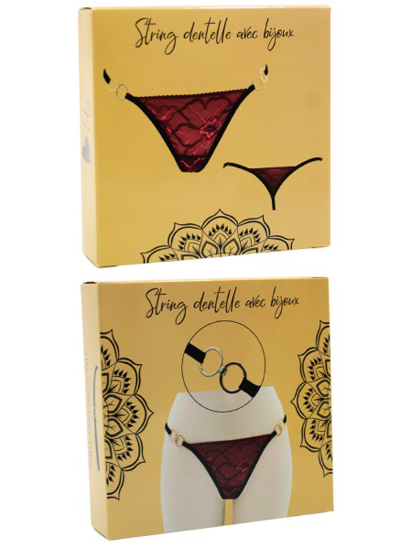 String Bordeaux avec Anneaux Détachables Lingerie Lingerie Sexy Oh! Darling