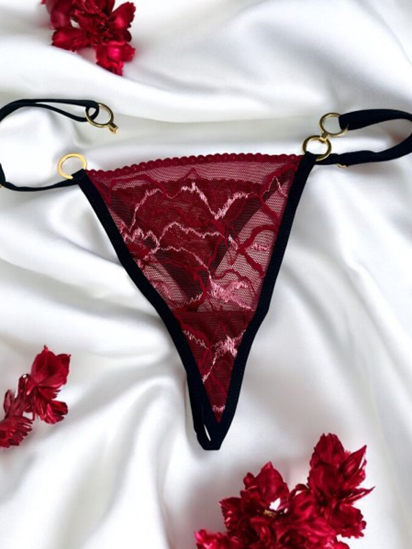 String Bordeaux avec Anneaux Détachables Lingerie Lingerie Sexy Oh! Darling