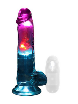 Dildo vibrant avec testicules 18 Cm LED Sextoys Stimulation vaginale Oh! Darling